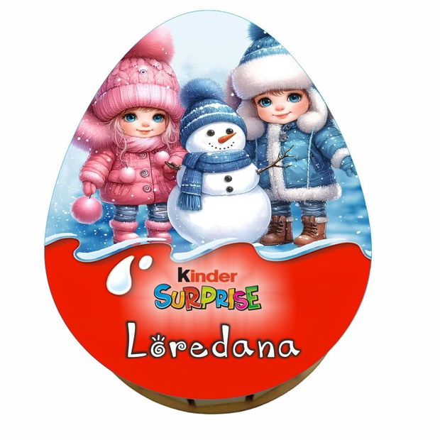 Cutie cadou de Craciun Ou Kinder Surprise, Personalizata, Lemn, Multicolor, CCDB037