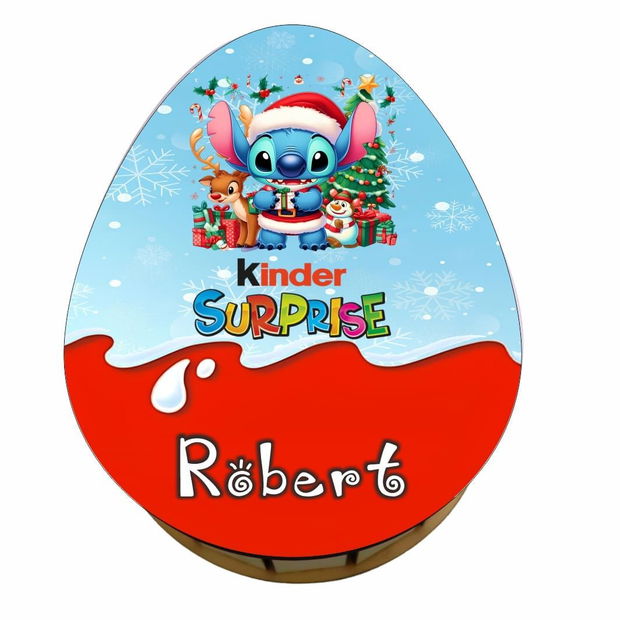 Cutie cadou de Craciun Ou Kinder Surprise, Personalizata, Lemn, Multicolor, CCDB039