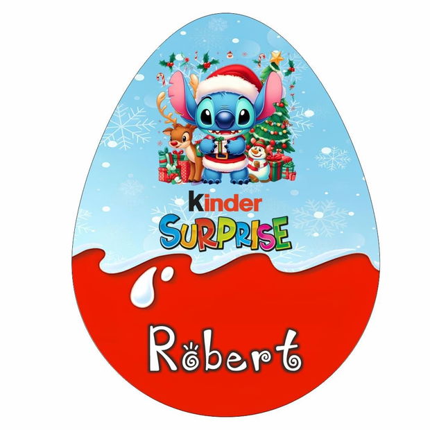 Cutie cadou de Craciun Ou Kinder Surprise, Personalizata, Lemn, Multicolor, CCDB039