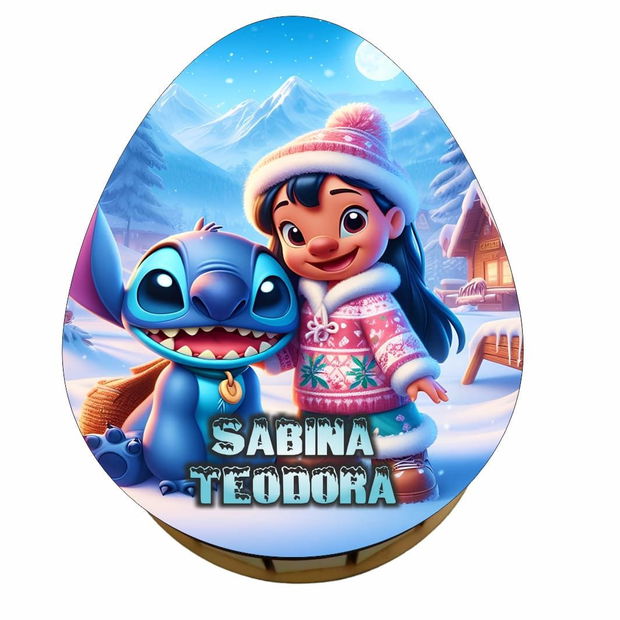 Cutie cadou de Craciun Ou Kinder Surprise, Personalizata, Lemn, Multicolor, CCDB043