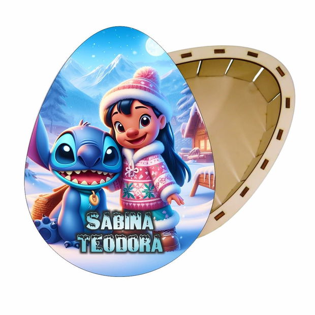 Cutie cadou de Craciun Ou Kinder Surprise, Personalizata, Lemn, Multicolor, CCDB043