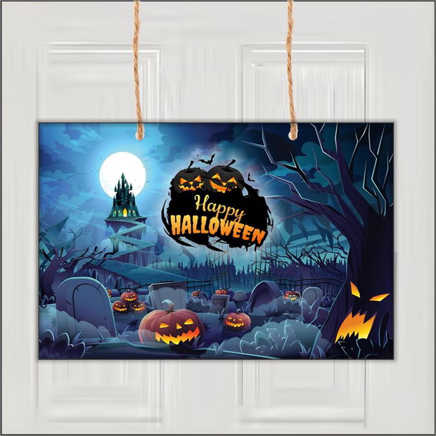 Decoratiune de Halloween, Lemn, Multicolor, 41x29cm, DH033