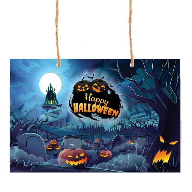 Decoratiune de Halloween, Lemn, Multicolor, 41x29cm, DH033