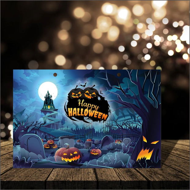 Decoratiune de Halloween, Lemn, Multicolor, 41x29cm, DH033