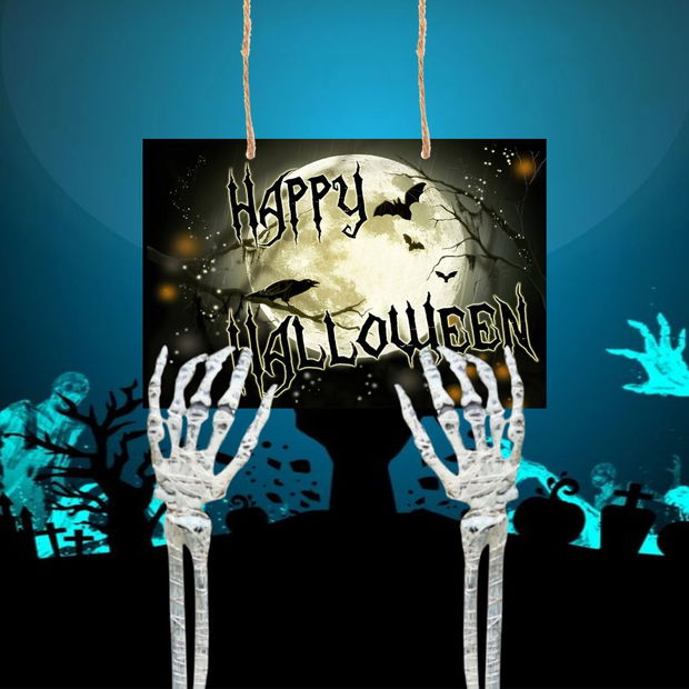 Decoratiune de Halloween, Lemn, Multicolor, 41x29cm, DH034