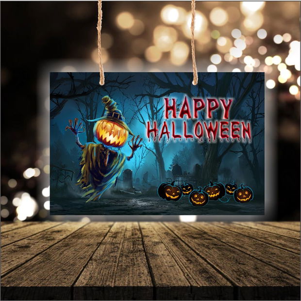 Decoratiune de Halloween, Lemn, Multicolor, 41x29cm, DH035