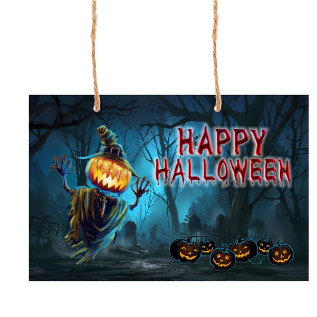 Decoratiune de Halloween, Lemn, Multicolor, 41x29cm, DH035