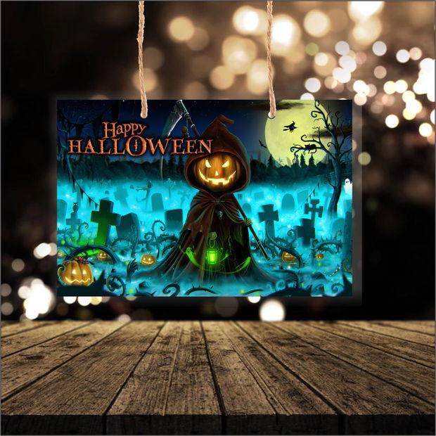 Decoratiune de Halloween, Lemn, Multicolor, 41x29cm, DH036