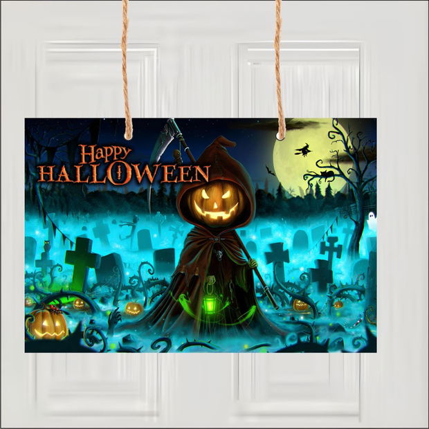 Decoratiune de Halloween, Lemn, Multicolor, 41x29cm, DH036