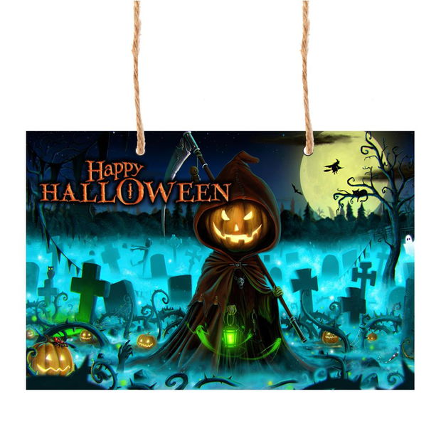 Decoratiune de Halloween, Lemn, Multicolor, 41x29cm, DH036