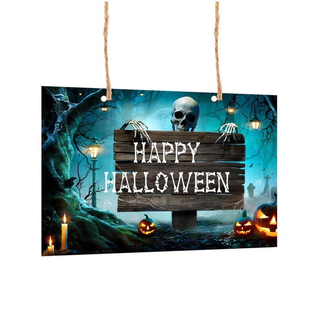 Decoratiune de Halloween, Lemn, Multicolor, 41x29cm, DH037