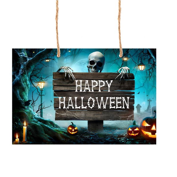 Decoratiune de Halloween, Lemn, Multicolor, 41x29cm, DH037