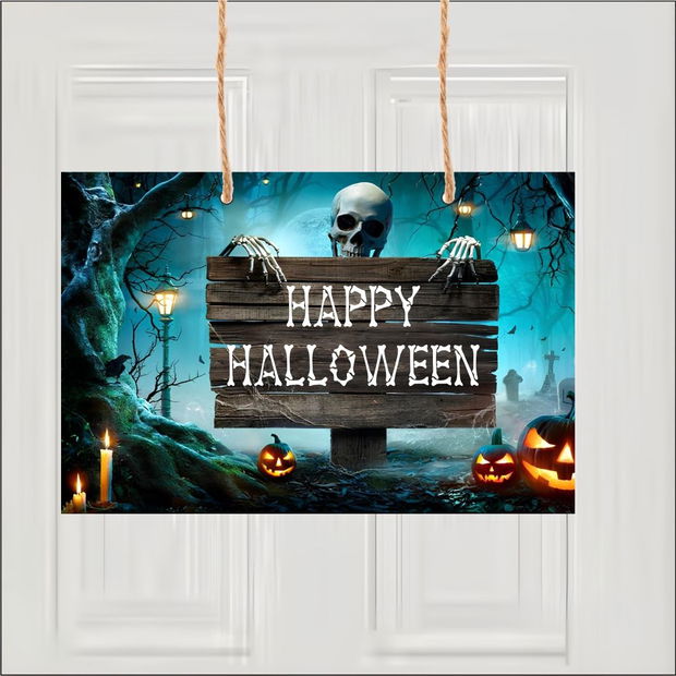 Decoratiune de Halloween, Lemn, Multicolor, 41x29cm, DH037