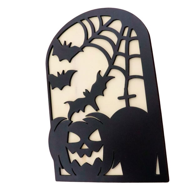 Decoratiune de Halloween, Lemn, Negru, 30×22 cm, DH044