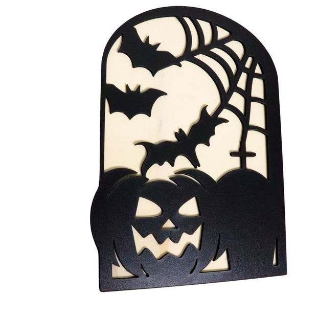 Decoratiune de Halloween, Lemn, Negru, 30×22 cm, DH044