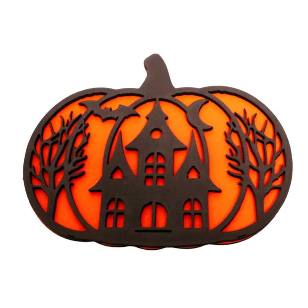 Decoratiune de Halloween, Dovleac, Lemn, Portocaliu, 30×25 cm, DH053