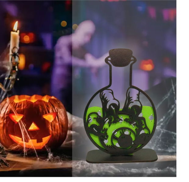 Decoratiune de Halloween, Lemn, Verde, DH067