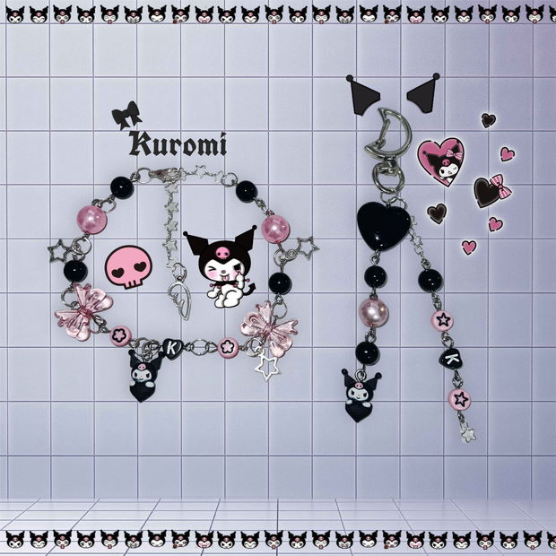 Set bratara + breloc goth Kuromi