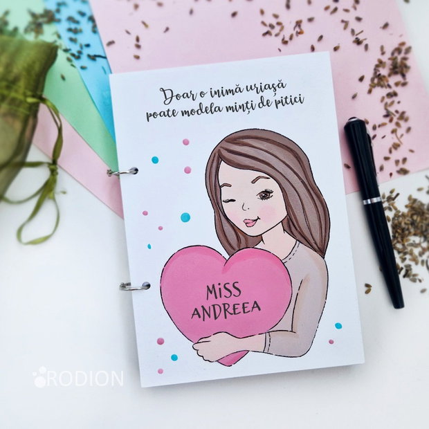 Agenda cadre didactice personalizata cu nume pictata manual