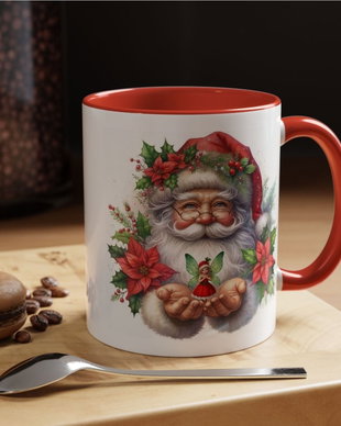 Cana personalizata cu maner si interior rosu