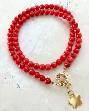 Colier CHOKER Coral rosu CRACIUN / MARTISOR