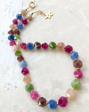 Colier CHOKER Jad turmalinat multicolor