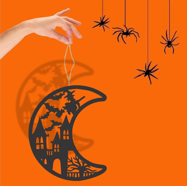 Decoratiune de Halloween, Lemn, Negru, 30×25 cm, DH071