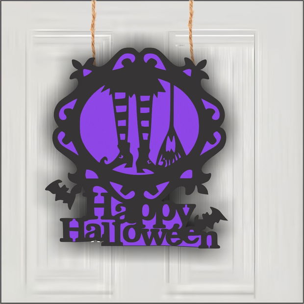 Decoratiune de Halloween, Lemn, Mov, 30×27 cm, DH072