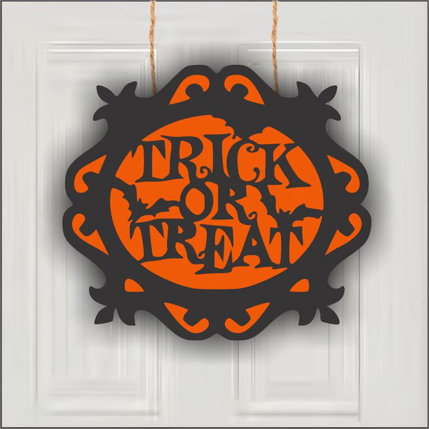 Decoratiune de Halloween, Lemn, Portocaliu, 30×27 cm, DH074