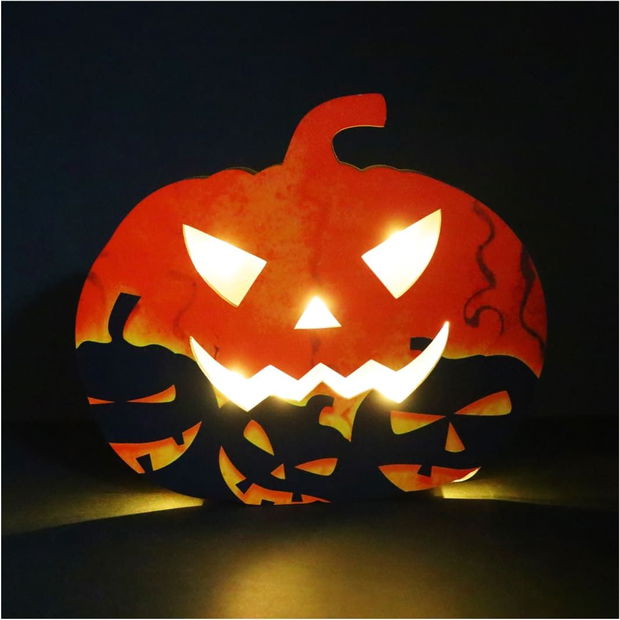 Lampa de Halloween, Led, Dovleac, Portocaliu, 28×25 cm, DH094