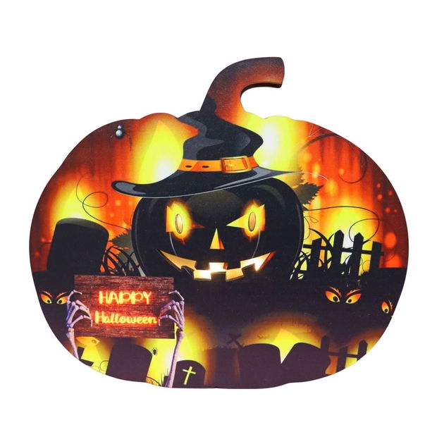 Lampa de Halloween, Led, Dovleac, Portocaliu, 28×25 cm, DH095