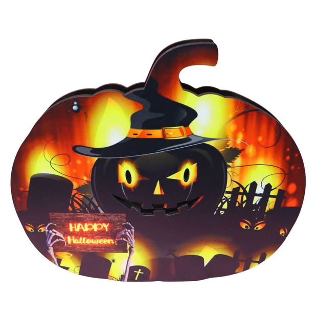 Lampa de Halloween, Led, Dovleac, Portocaliu, 28×25 cm, DH095