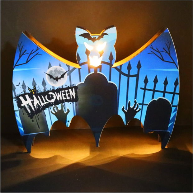 Lampa de Halloween, Led, Liliac, Albastru, 28×22 cm, DH096