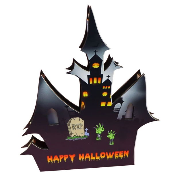 Lampa de Halloween, Led, Castel, Negru, 28.5×24.5 cm, DH097