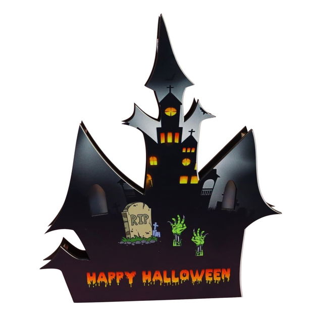 Lampa de Halloween, Led, Castel, Negru, 28.5×24.5 cm, DH097