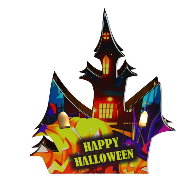 Lampa de Halloween, Led, Castel, Multicolor, 28.5×24.5 cm, DH098