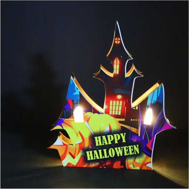 Lampa de Halloween, Led, Castel, Multicolor, 28.5×24.5 cm, DH098