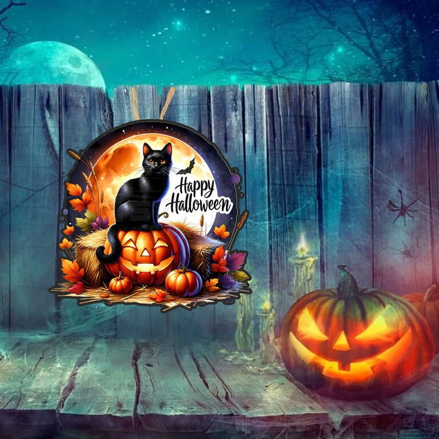 Decoratiune de Halloween, Happy Halloween, Multicolor, 40×38 cm, DH106