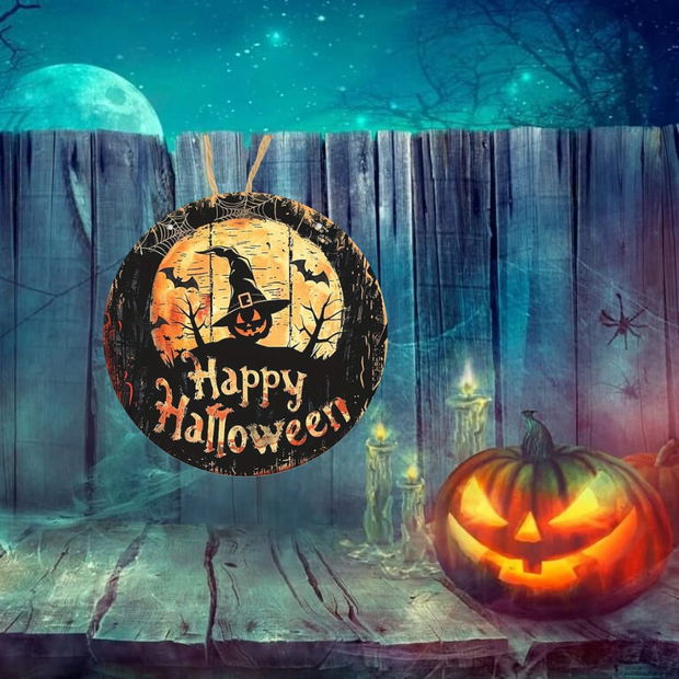 Decoratiune de Halloween, Happy Halloween, Multicolor, 40×40 cm, DH107