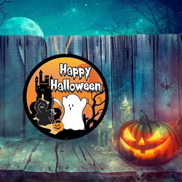 Decoratiune de Halloween, Happy Halloween, Multicolor, 40×40 cm, DH109