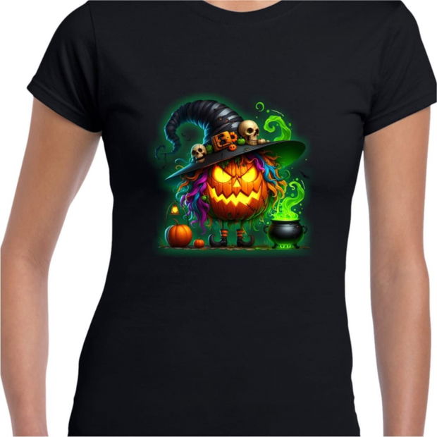 Tricou De Halloween, Dama, Negru, THC19