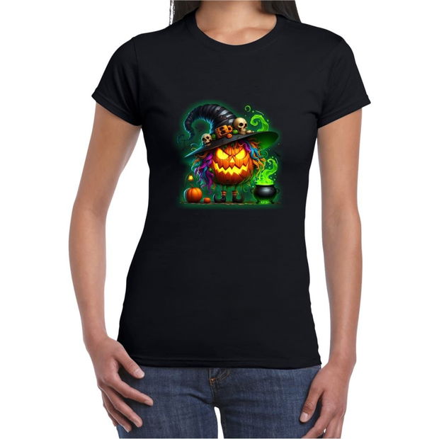 Tricou De Halloween, Dama, Negru, THC19