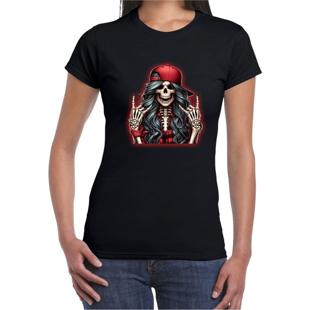 Tricou De Halloween, Dama, Negru, THC33