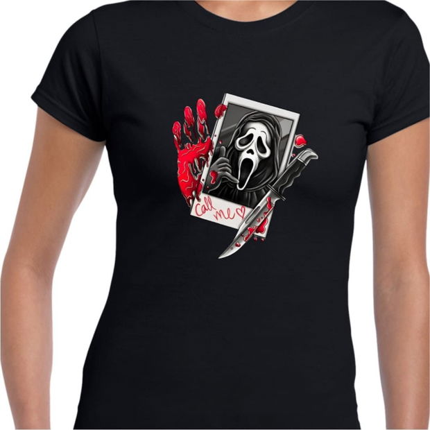 Tricou De Halloween, Dama, Negru, THC37