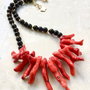 Colier Coral rosu & onix negru