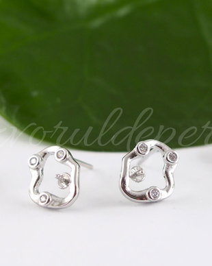 Baza cercei, argint 925 si cubic zirconia, 9.5x8.5mm (1per)