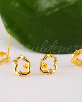 Baza cercei, argint 925 si cubic zirconia, 9.5x8.5mm (1per)
