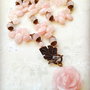Colier vintage floare cuart roz