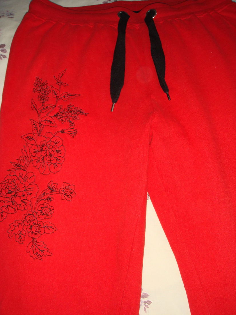 Pantaloni Reserved, din bumbac, cu broderie florala