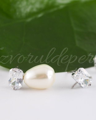 Baza cercei, argint 925 si cubic zirconia, 8x7.5mm(1per)
